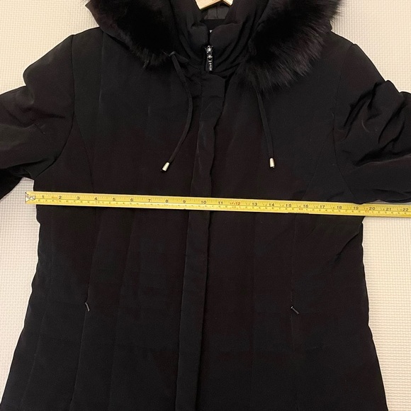 Nuage Real Fur Trim Hooded Coat Black Size M - Picture 14 of 16